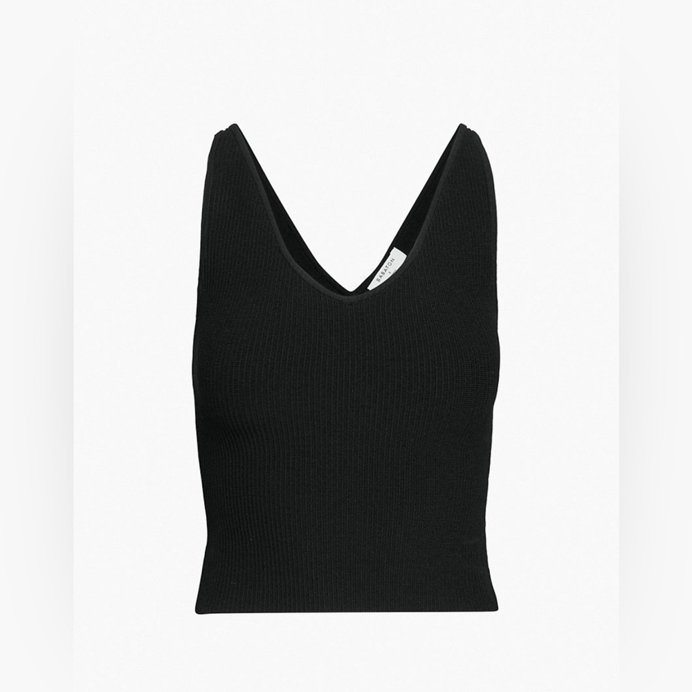 Aritzia Babaton Black Sculpt Knit V-Neck Tank